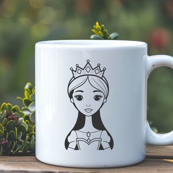 A young female figure wearing a crown, depicted in a simple, 2D style suitable for vector art.