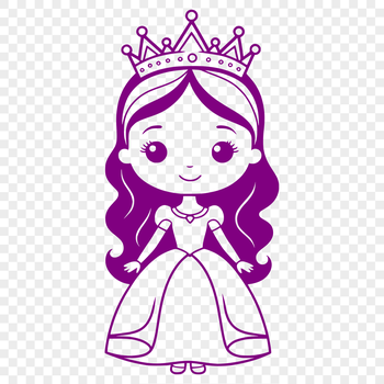 Vector graphic illustration of a girl dressed as a princess with regal attire.