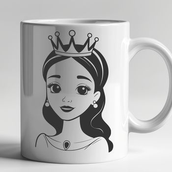 A young female character dressed in royal attire, suitable for vector art design.