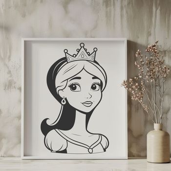 Illustrated portrait of a young female princess in medieval attire.