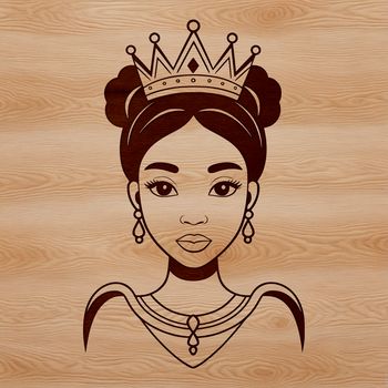 A royalty-themed clipart illustration featuring a girl in a princess costume made from scalable SVG data.