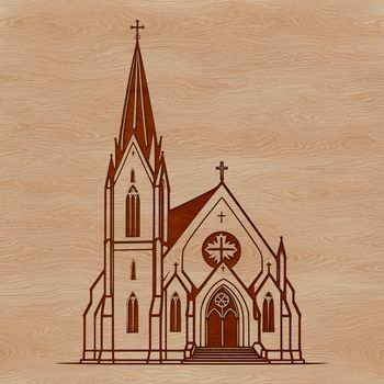 SVG illustration of a traditional Protestant church building with a steeple.