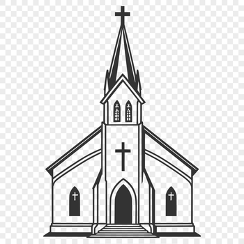 A simple illustration of a Protestant church, suitable for vector design and cutting machine templates.
