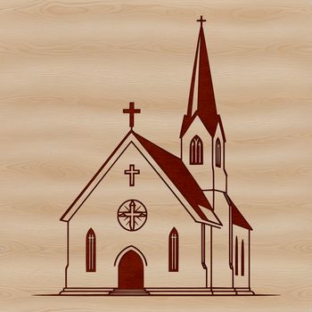 A detailed illustration of a classic Protestant church building, suitable for various uses.
