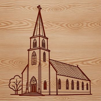 An SVG vector graphic representation of a classic Christian church architecture.