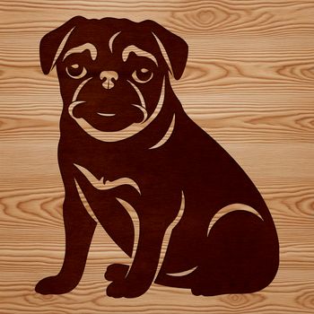 A sitting pug dog breed illustration in vector format.