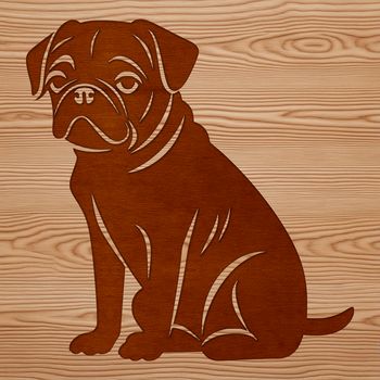 A cute Pug sitting on its hind legs, depicted in vector format as a digital illustration.