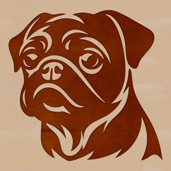 A illustration of a pug's head, suitable for use in digital design projects.