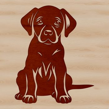 A vector illustration of a sitting Labrador Retriever breed dog in a simple design.