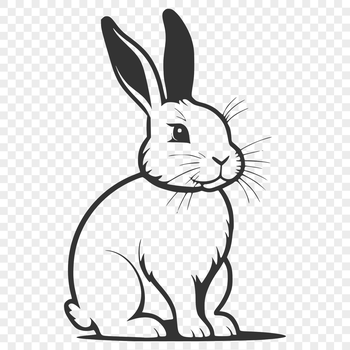 A sitting rabbit depicted in full body pose, suitable for various design projects.