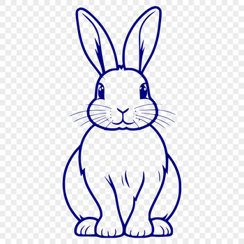 A stylized illustration of a full-bodied rabbit in a sitting position.