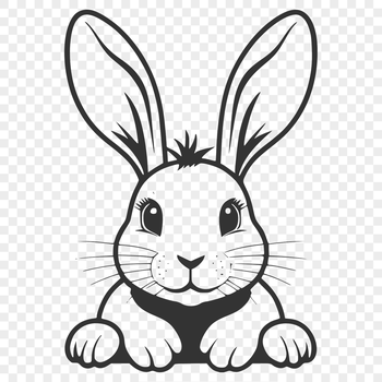 A simple illustration of a rabbit's head in vector format.