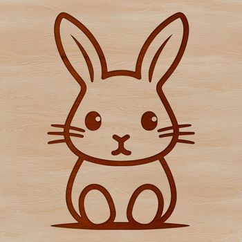 A simple line drawing of a sitting rabbit, suitable for digital cutting machines like Cricut or laser cutters.