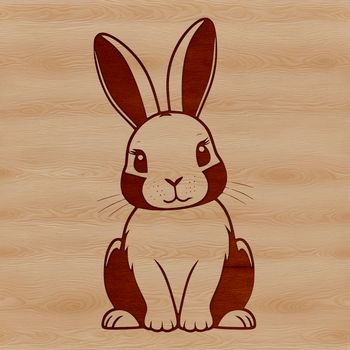 A sitting rabbit in a cartoon style illustration.
