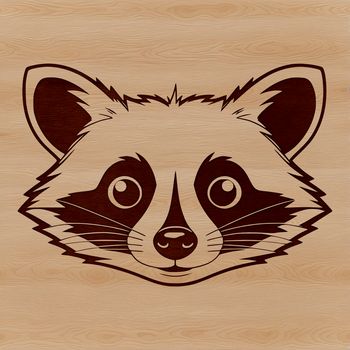 Close-up graphic of a raccoon's face