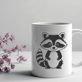Vector illustration of a raccoon in a playful pose, suitable for crafting and design projects.