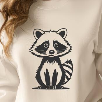 A graphic illustration of a raccoon in a vector format.
