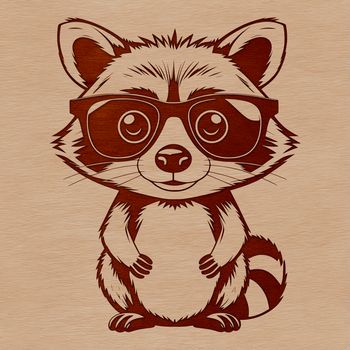 Vector illustration of a raccoon animal in various poses.