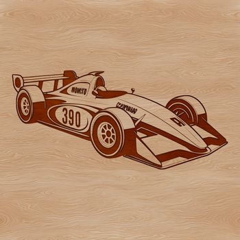 A sleek racing car designed in vector format with bold lines and vibrant colors.