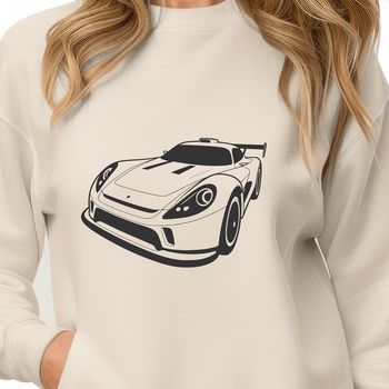 A detailed illustration of a racing car with sleek design and dynamic lines, suitable for vector art projects.