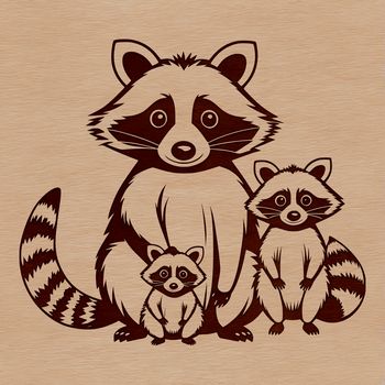 A stylized SVG design featuring a raccoon with bold lines and simple shapes.
