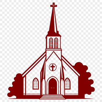 SVG design of a traditional religious structure with a prominent steeple.