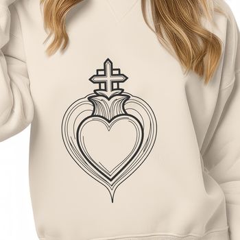 A simple illustration of the Sacred Heart, suitable for vector-based designs.