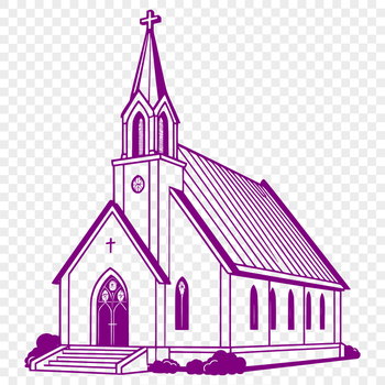 Simple vector illustration of a church building with detailed architecture.