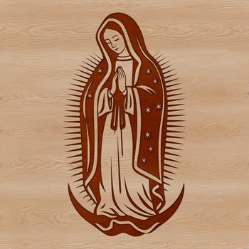 A vector representation of Our Lady, depicted with intricate details.