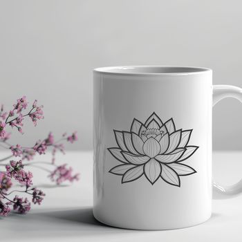 A stylized illustration of a lotus flower, a symbol often used in various cultures and religions.