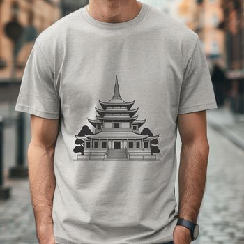 A traditional Buddhist temple with intricate architecture, suitable for vector art and design projects.