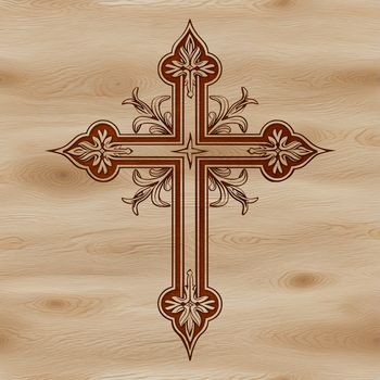 An intricately designed crucifix with traditional religious motifs.