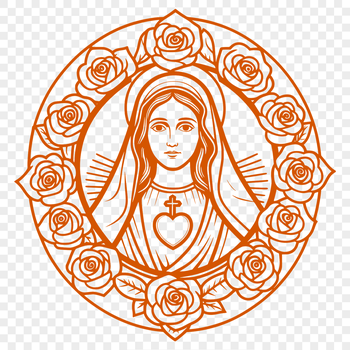 An intricately designed SVG illustration of the Immaculate Heart, suitable for religious or spiritual contexts.