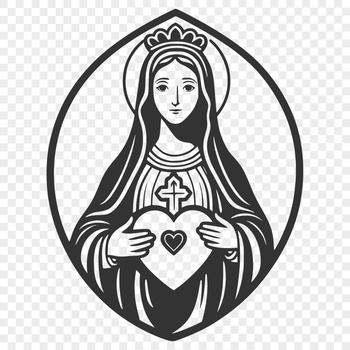 A detailed illustration of a heart with rays of light emanating from it, symbolizing devotion and faith.