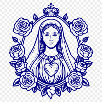 Religious symbol of the Immaculate Heart featuring intricate floral patterns in vector format.