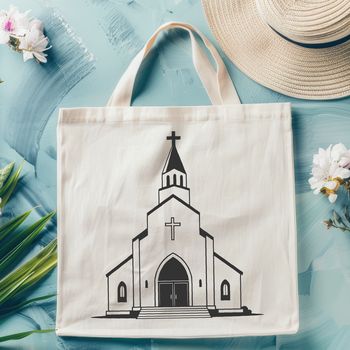 A stylized illustration of a Baptist church building in a vector format.