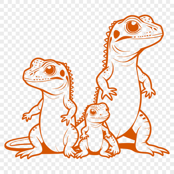 A vector illustration of a reptile lizard in various poses.