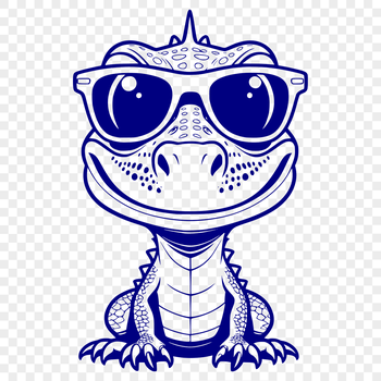 A colorful reptile wearing sunglasses in a cartoon style.