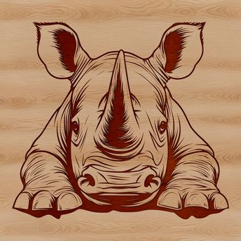 A detailed illustration of a rhinoceros, suitable for vector graphics design.