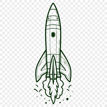 A stylized illustration of a spaceship with metallic details, suitable for vector graphics and digital cutting.