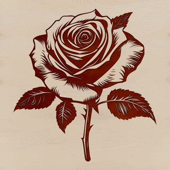 A detailed illustration of a single rose in full bloom.