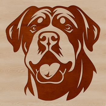 A high-quality vector design featuring the face of a Rottweiler breed dog.