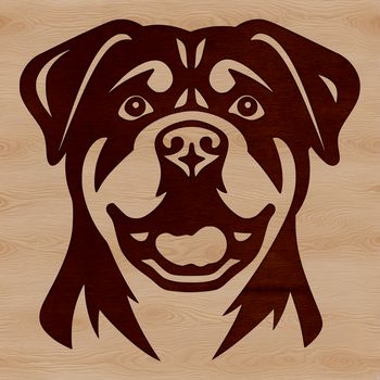 A simple line drawing of a Rottweiler's head, suitable for vector design and use in digital applications.