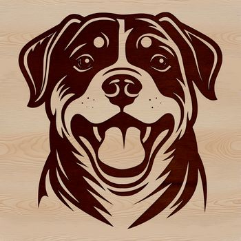 An SVG representation of a Rottweiler dog breed with detailed facial features.