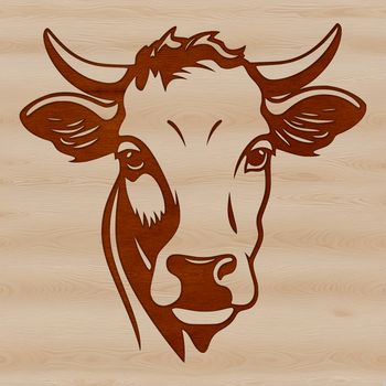 A high-quality illustration of a cow's head, suitable for use as vector art in designs.