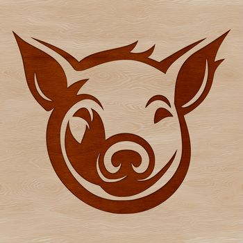 A pig's head with a simple outline, suitable for clip art use in designs requiring farm animals.