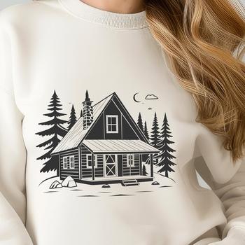 Rustic cabin illustration created as a scalable vector graphic.