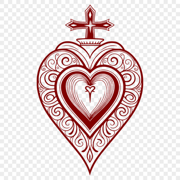 A detailed illustration of the Sacred Heart, suitable for vector art projects and commercial use.