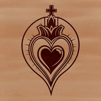 A stylized illustration of the Sacred Heart symbol used in various Christian traditions.