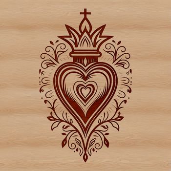 A vector illustration of the Sacred Heart, a symbol of devotion in various Christian denominations.